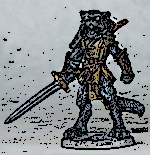 Dragons of Lancasm Catfolk Warrior Reaper 03893 ink sketch 150 wide